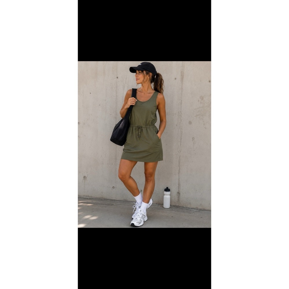 J.Jill Fit Olive Green Pullover On the Go Knee Length Athleisure Dress Women's M